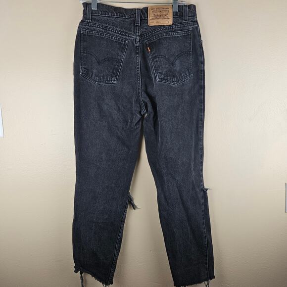 Orange Tab Levi's Vintage Black Slim Fit Tapered Leg Denim Jeans - Picture 2 of 7